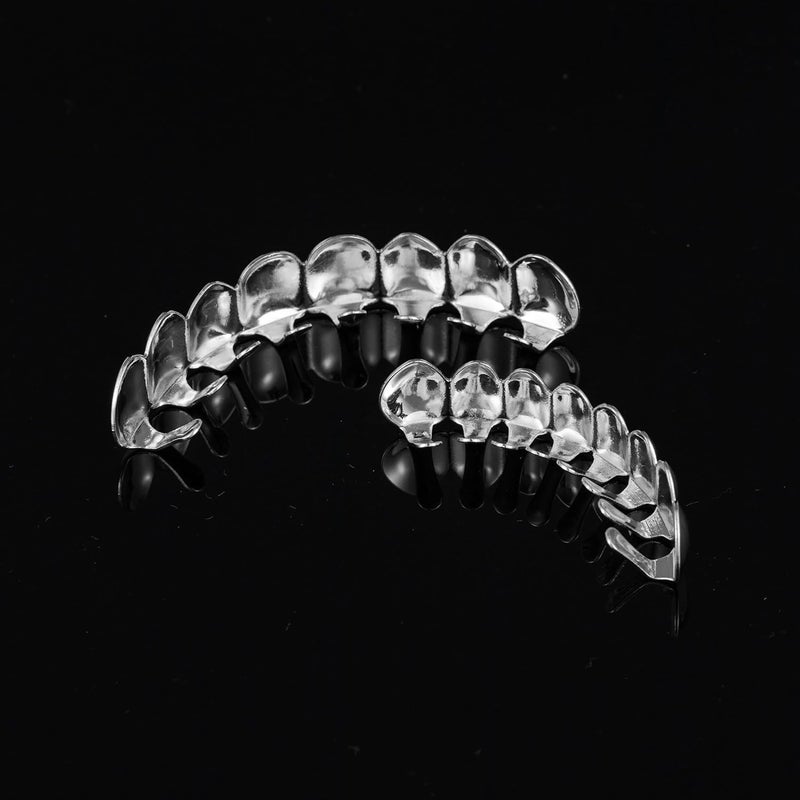 Txdvbls Store Grillz - Gold & Silver 6/8 Teeth Top & Bottom Grillz Set for Men and Women, 14K Gold Plated Teeth Caps for Halloween Costume Accessories - Image 5